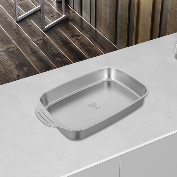 Luxshiny Deep Stainless Steel Rectangular Roasting Pan with Scratch Resistant Finish for Meat, Vegetables, Lasagna Cooking