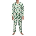 thumbnail image 3 of Sikiie Cartoon Crocodile Mens Pajama Set, Soft Warm Long Sleeve Sleepwear, Cozy Button-Down Pjs for Men-Large, 3 of 7