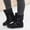 Black, variant on Women's Mid-Calf Boots Round Toe Zipper Flat Color Buckle Strap Warm Snow Boots for Comfort and Style