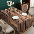 thumbnail image 3 of Brown Wooden Tablecloth for Rectangle Tables,Linen Table Cloth,Table Cover for Dining Kitchen Decor Party Banquet,60x120, 3 of 5