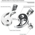 thumbnail image 2 of 2pcs Stainless Steel Yin Yang Pendant Necklace for Men Women Puzzle Couples Necklace, 22 inches, 2 of 5