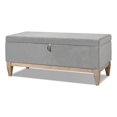 thumbnail image 1 of Knox 47" Upholstered Modern Farmhouse Storage Bench Opal Grey Velvet, 1 of 6