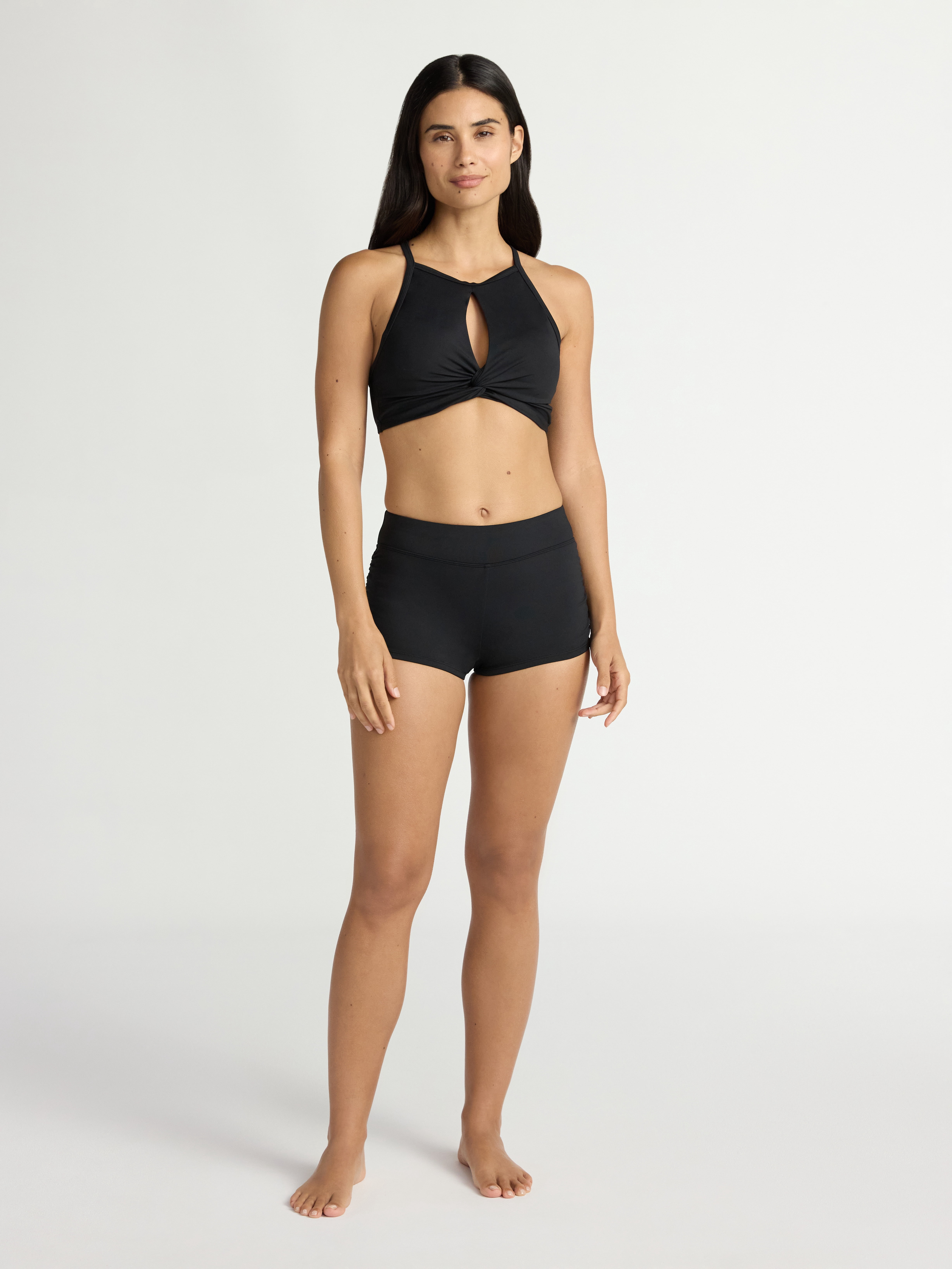 Time and Tru Women's and Women's Plus Shirred Swim Shorts, Sizes XS-2X