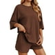 thumbnail image 1 of Conjunto deportivo para mujer: camiseta de cuello redondo y pantalones cortos deportivos. Poliéster transpirable. Lavable a máquina. Primavera/verano. XS-XXXXL., 1 of 8
