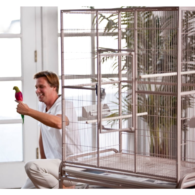 A&E Cage Co 32" X 21" X 61" Elegant Flight Cage, Burgundy | For Small Birds, Removable Tray