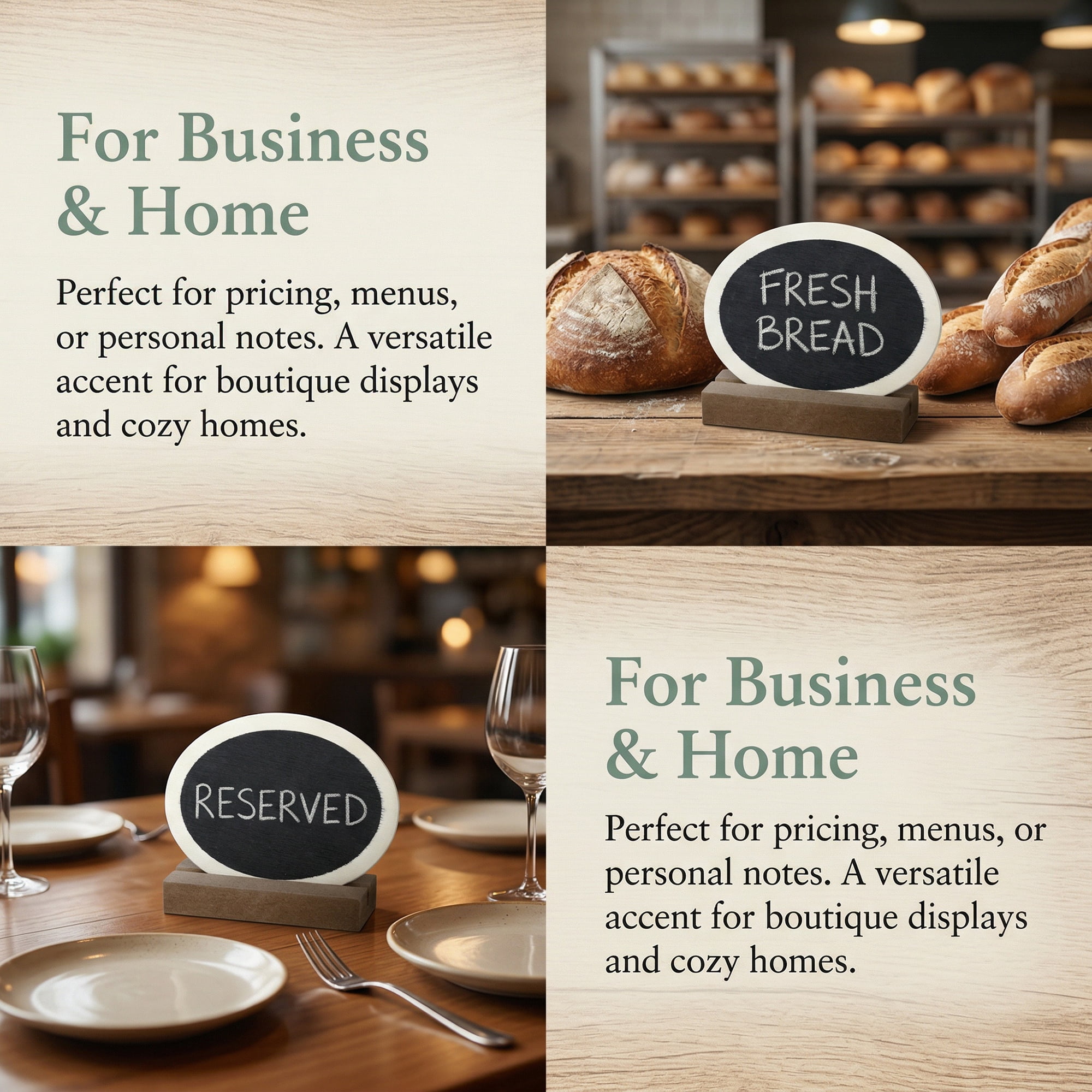 Unique Bargains 20Pcs Mini Chalkboard Signs with Support Base 5Pcs Ellipse 3.2" x 1.0" x 2.5"