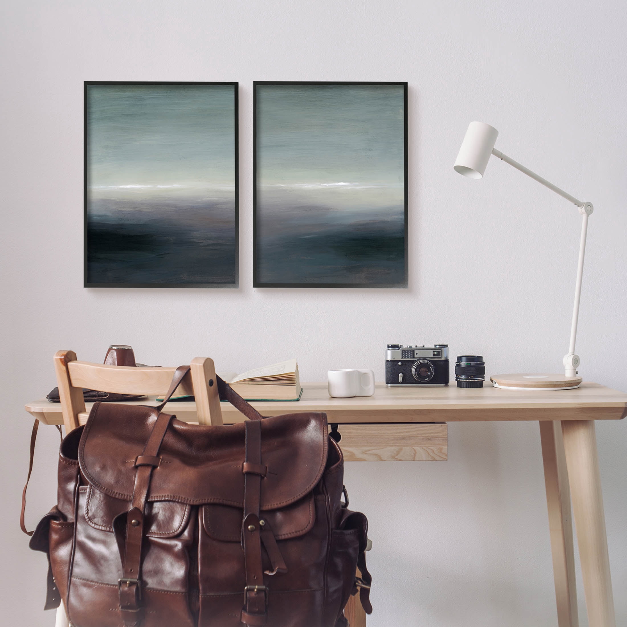 Stupell Industries Dark Horizon Landscape Scene Painting Black Framed Art Print Wall Art, Set of 2, Design by Grace Popp