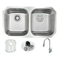thumbnail image 2 of ANZZI  Moore Undermount Stainless Steel 32-inch Double Bowl Kitchen Sink and Sails Polished Chrome Faucet Set, 2 of 5