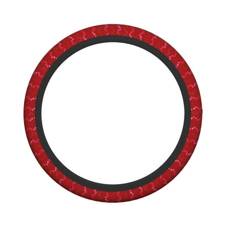 XMXY Car Steering Wheel Cover, Red Heart Romance Non-Slip Jeep Truck Universal Elastic Steering Wheel Protector 15 inch