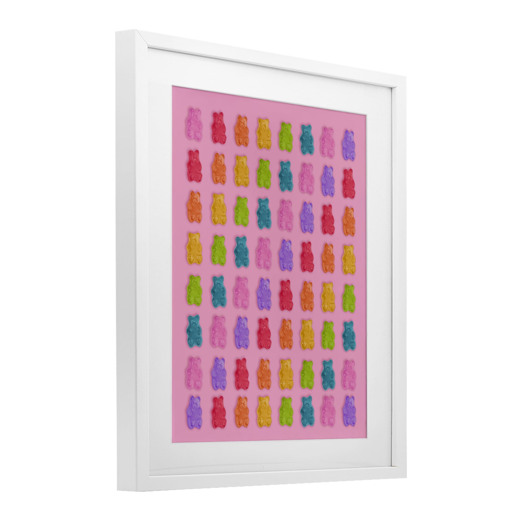 Stupell Industries Rainbow Gummy Bear Candies White Framed Print Under Glass, design by LISH Creative