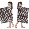 thumbnail image 4 of Black White Geometric Pattern Hooded Bath Towel，50"x30" for Ages 3 To 12 Kids, Quick Dry Lightweight Soft Microfiber Hood Beach Towel Cover Up for Kids, 4 of 7
