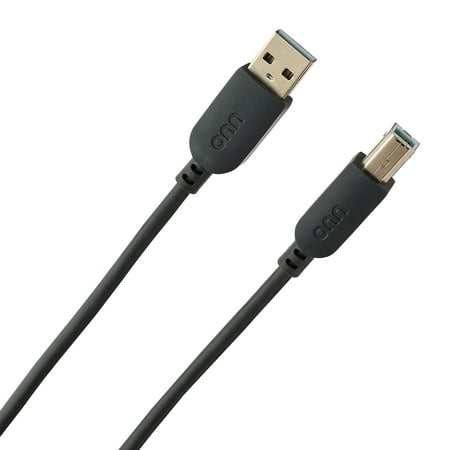 onn 10ft USB Printer Cable, USB to USB-B, Gray, 1 Piece per Pack
