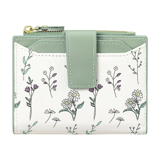 Floral Purse for Women RFID Blocking Compact Zippered Wallet with Card Slots Multifunctional Travel