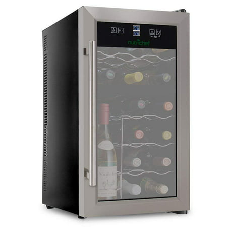 NutriChef PKDSWC18 Dual Zone Thermoelectric Cooler-Red and White Wine Chiller Countertop Cellar-Freestanding Refrigerator-with LCD Digital Touch Controls, 18 Bottle, Stainless