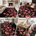 thumbnail image 5 of Red Poppy Area Rugs 8'x10', Washable Small Throw Rugs for Living Room Patio, Spring Summer Flowers Botanical Black Indoor Outdoor Rug Non-Slip Low Pile Carpet Runner Reversible Floor Mats, 5 of 8