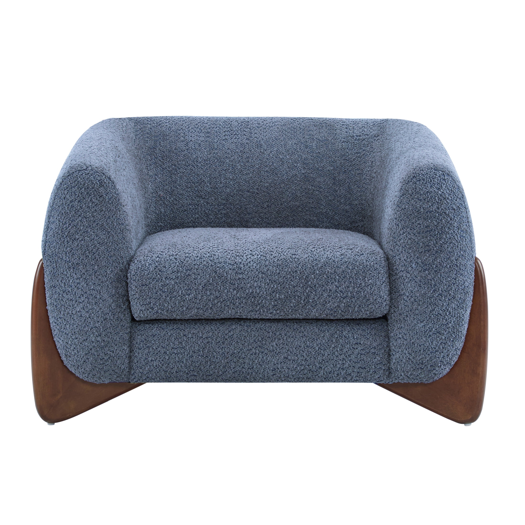Christopher Knight Home Modern Upholstered Boucle Accent Arm Chair with Solid Wood Frame, Blue