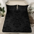 thumbnail image 2 of jejeloiu Damask Floral Pattern Twin Sheet Sets,Victorian Print Twin Fitted Sheet,Jungle Animal Deer Flat Sheet For Men Women,Luxury Bedroom Decor,3 Pieces, 2 of 7