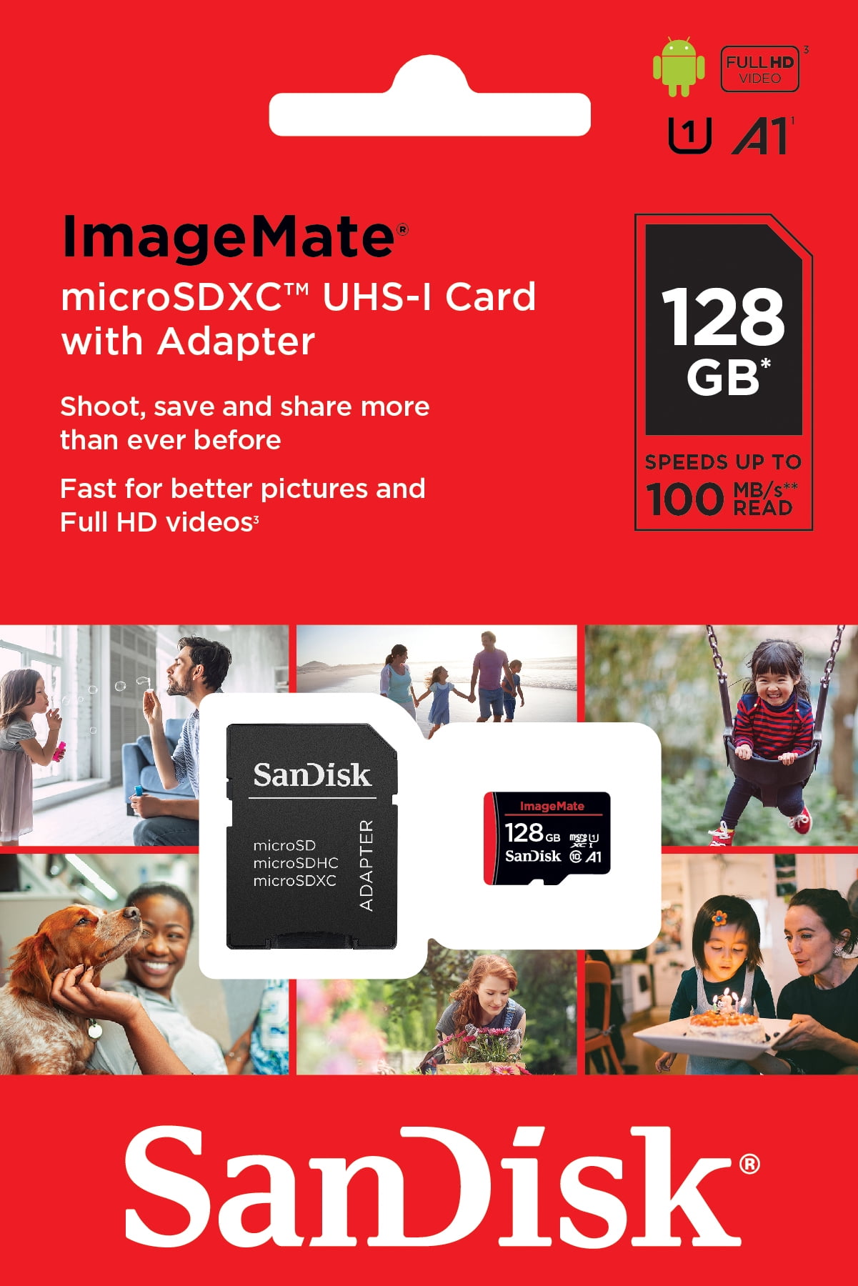 SanDisk 128GB Image Mate MicroSDXC UHS-1 Memory Card with Adapter - C10, U1, Full HD, A1 Micro SD Card