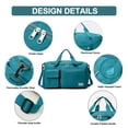 thumbnail image 6 of DAKIMOE Travel Duffle Bag for Women Men, Weekender Overnight Bags Carry on Gym Bag with Wet Pocket/Adjustable Strap/Shoe Compartment, Foldable Waterproof Duffel Tote for Plane Sports Dance, Blue, 6 of 10