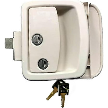 White RV Camper Trailer Entry Door Lock Fastec FIC