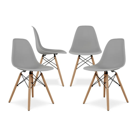 Modholic Eiffel Chair With Wood Legs, Gray (Set Of 4)