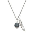 thumbnail image 1 of Delight Jewelry 12mm Grey Roller Spinner with Silvertone Lining Glass Spinner Silvertone Best Friends Forever Bar Charm Necklace, 23", 1 of 4