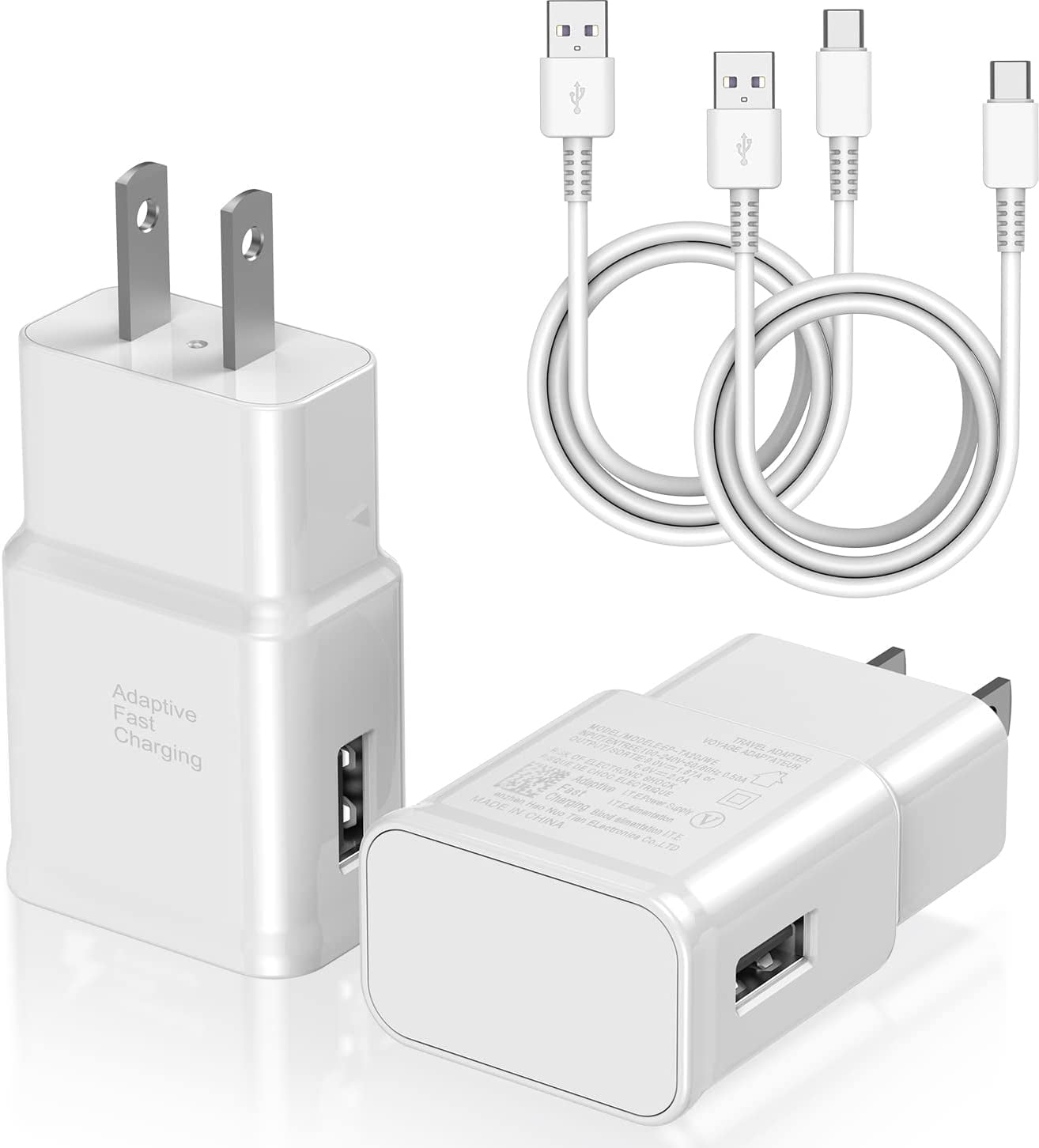 RGHJAR-Type C Charger Fast Charging, 2 Pack USB C Android Phone Wall Charger Block & 3ft Charge Cable Cord, for Samsung Galaxy S8 / S9 / S10 Plus Active S10e, S20 / S21 Ultra Plus, Note 8 9 10, Pixel
