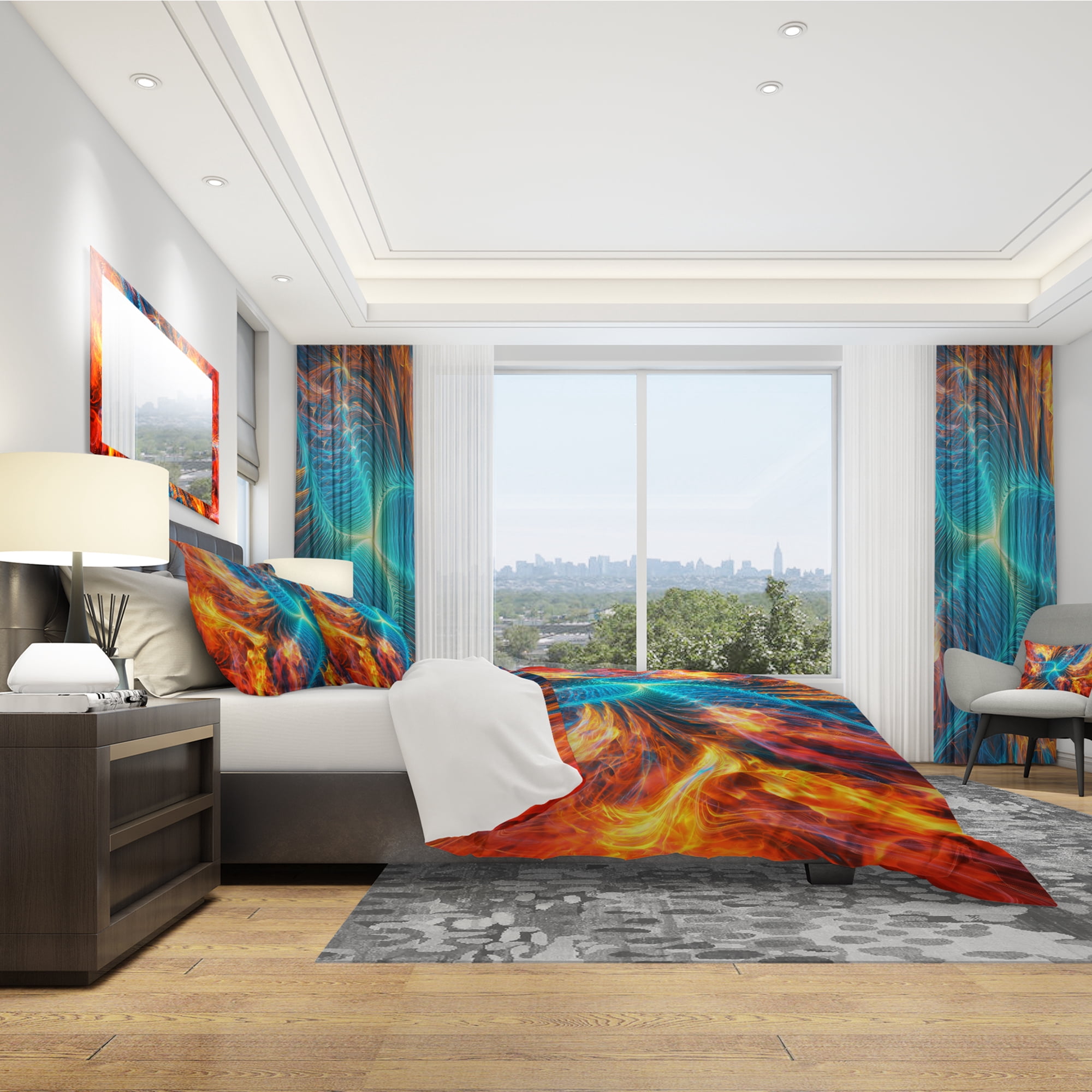 Designart 'Electric Fire' Modern & Contemporary Duvet Cover Set