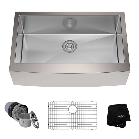 KRAUS Standart Pro 33" Apron Front Farmhouse 16 Gauge Single Bowl Stainless Steel Kitchen Sink