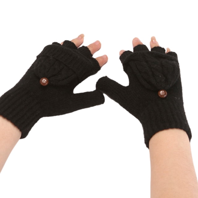 2 guantes cálidos abatibles, guantes de punto, guantes cálidos de invierno para mujer 748
