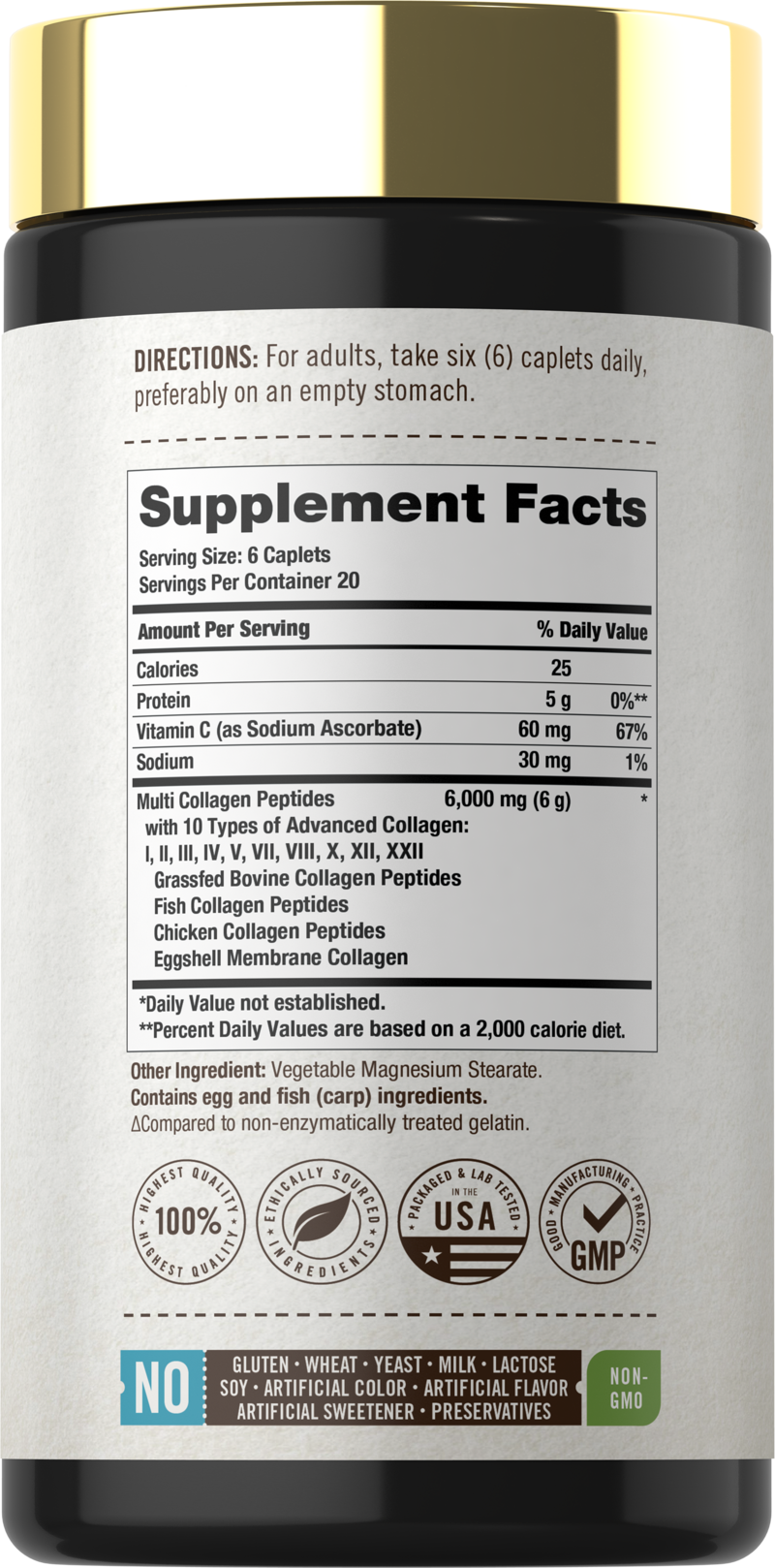 Colágeno Multi Péptidos 6000mg | 120 Comprimidos | 10 Tipos | No GMO, Sin Gluten | por Herbage Farmstead 2