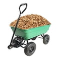 thumbnail image 6 of Folding Garden Dump Truck Cart – Heavy Duty Steel Frame, 10" Pneumatic Tires, 300 lbs Capacity, 75L Poly Body, Grass Green Yard & Garden Utility Wagon, 6 of 9