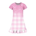 thumbnail image 4 of Abcomgle Cute Dresses for Girls 10-12 Casual A-Line Short Sleeve Midi Dress Glitter Plaid Ruffle Hem Swing Loose Sundresses with Pockets for 4-14t Kids, 4 of 4