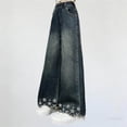 thumbnail image 4 of Amidoa Girls Wide Leg Jeans- Baggy Elastic Waist Cute Casual Denim Pants Blue Size 12, 4 of 7