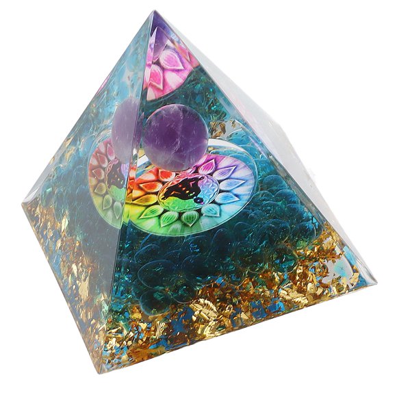 Positive Energy Crystal Pyramid, Epoxy Pyramid Ornament Unique Widely 5cm Handmade for Yoga Room