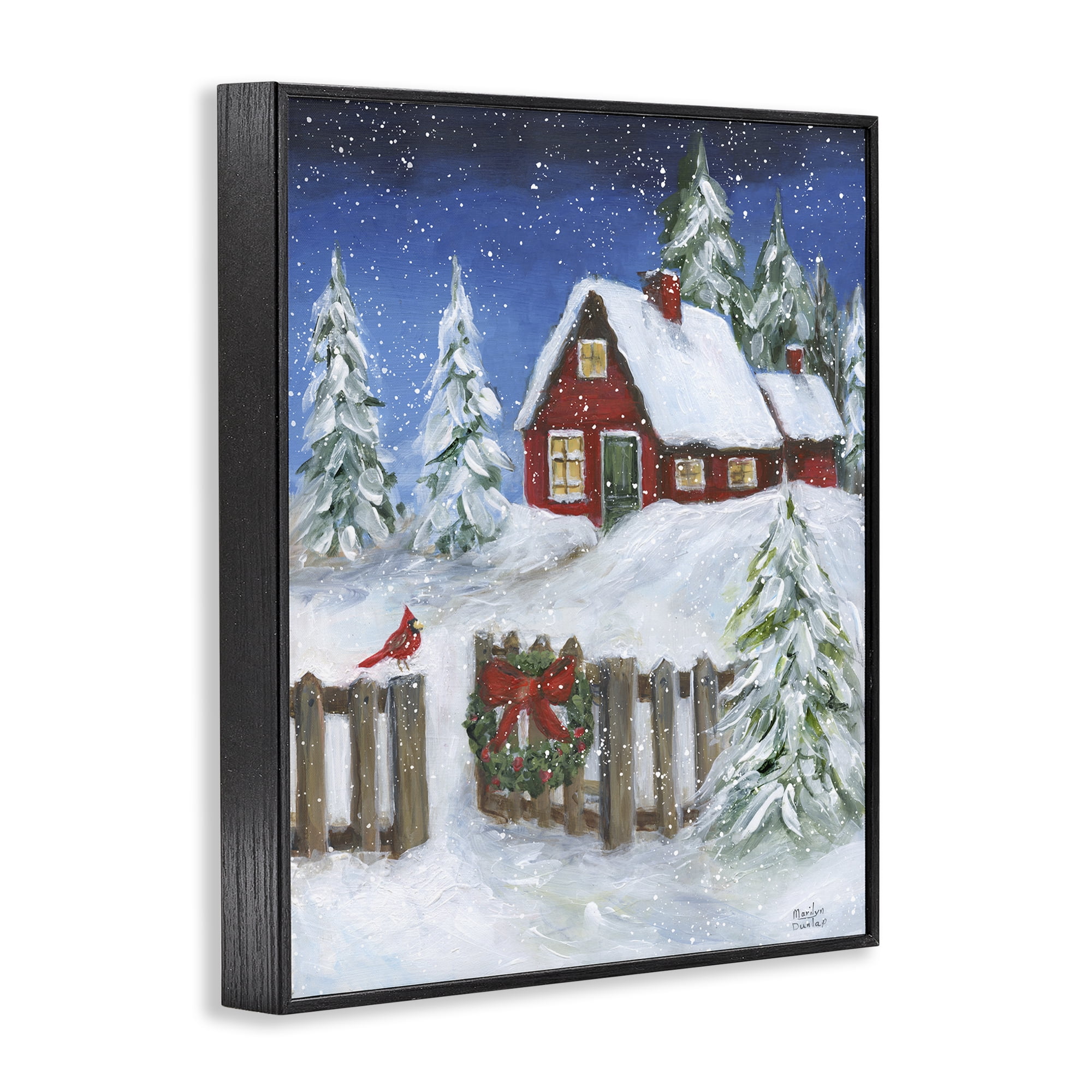 Stupell Industries Traditional Winter Scene Holiday Painting Black Framed Art Prints Wall Art, 11 x 14