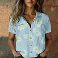thumbnail image 2 of frariair Independence Day Women Cotton Shirt Printed Fashion Down Shirts Casual Tops Short Sleeve Blouse Hot Pink, 2 of 4