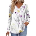 thumbnail image 2 of Bzhegqhd Women's Blouses Printed V-Neck Button Down Long Sleeve Loose Fit Tops Soft Stretch Casual T-Shirts Relaxed Fit Boho Style Fall Fashion Tunic Shirt, 2 of 6