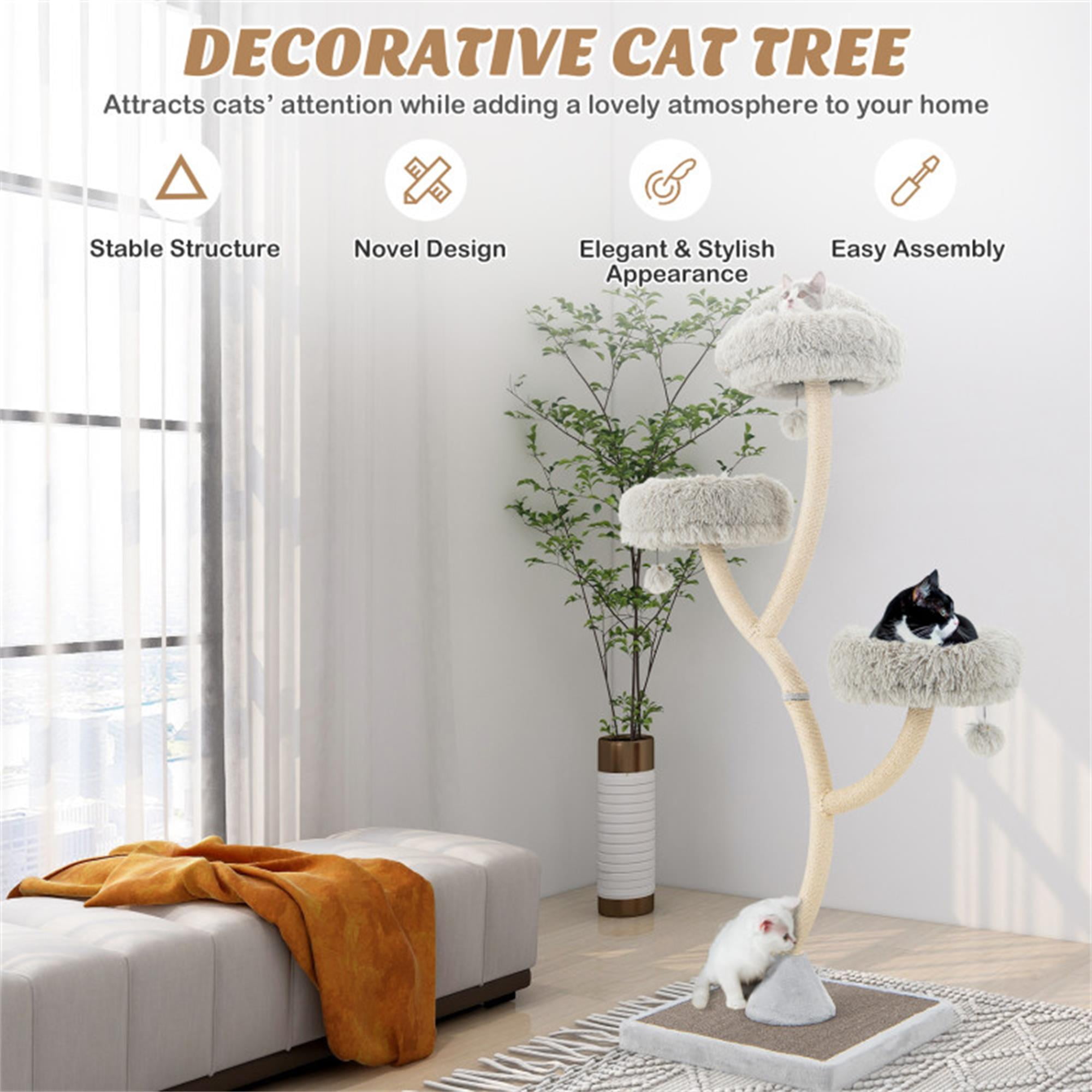 Kadyn 70" Modern Cat Tree Tower for Indoor Cats, Large Cat Condo with Scratching Post and Removable Pads for Small Large Cats, Gray
