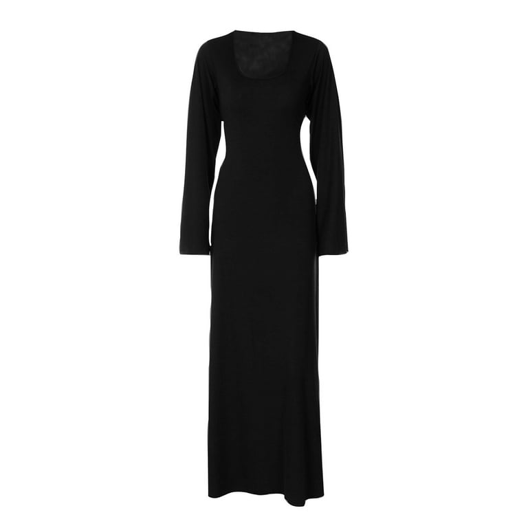 cfhntfmh Womens Fashion Dresses Ribbed Square Neck Long Sleeve Bodycon Dress  Elegant Knit Party Evening Maxi Dress - Walmart.com