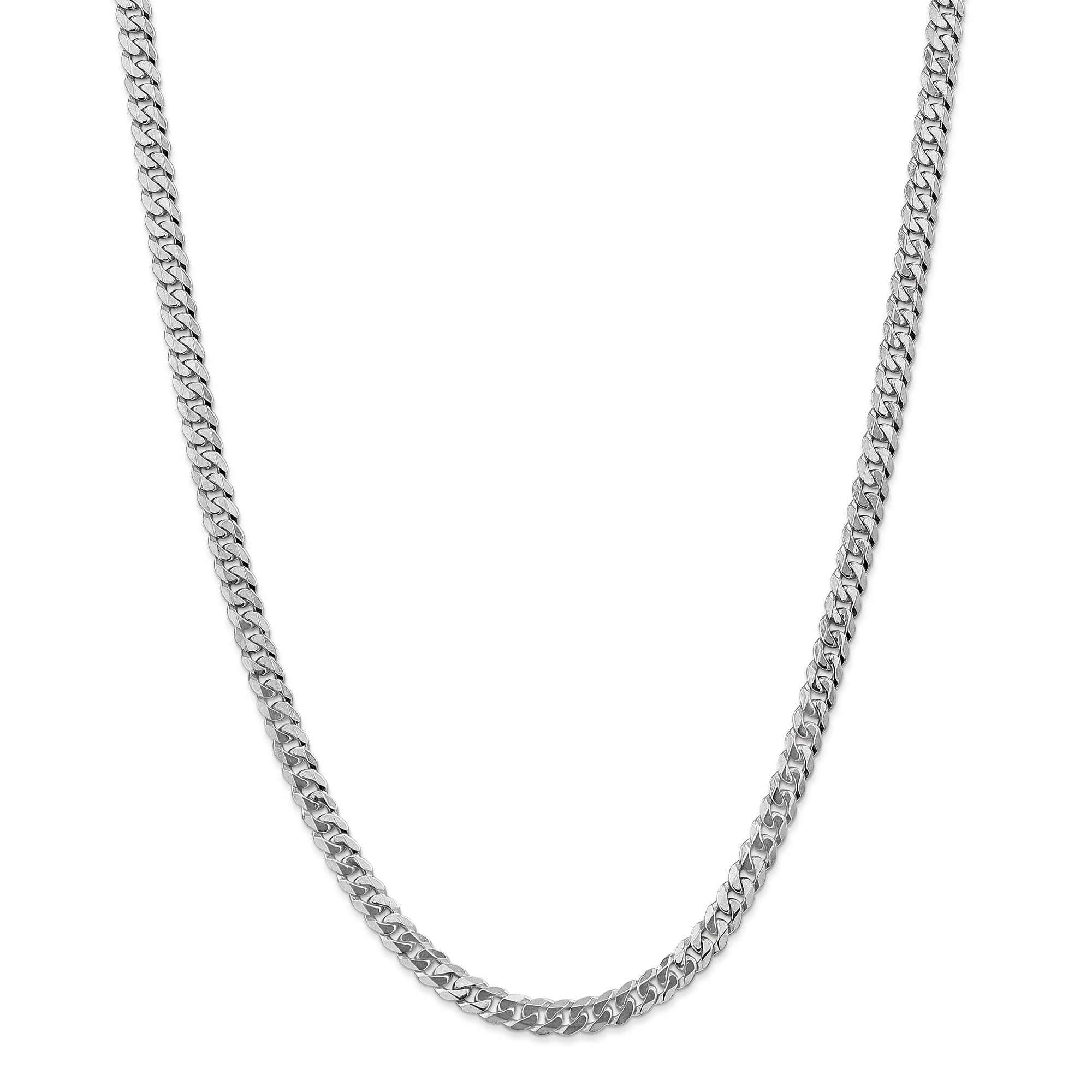 14k White Gold 5.45mm Flat Curb Chain - Walmart.com