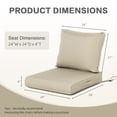 thumbnail image 6 of Aoodor Outdoor Chair Cushions Set of 2, 24"x24", Water and Fade Resistant Patio Furniture Deep Seat Cushions, Khaki, 6 of 8