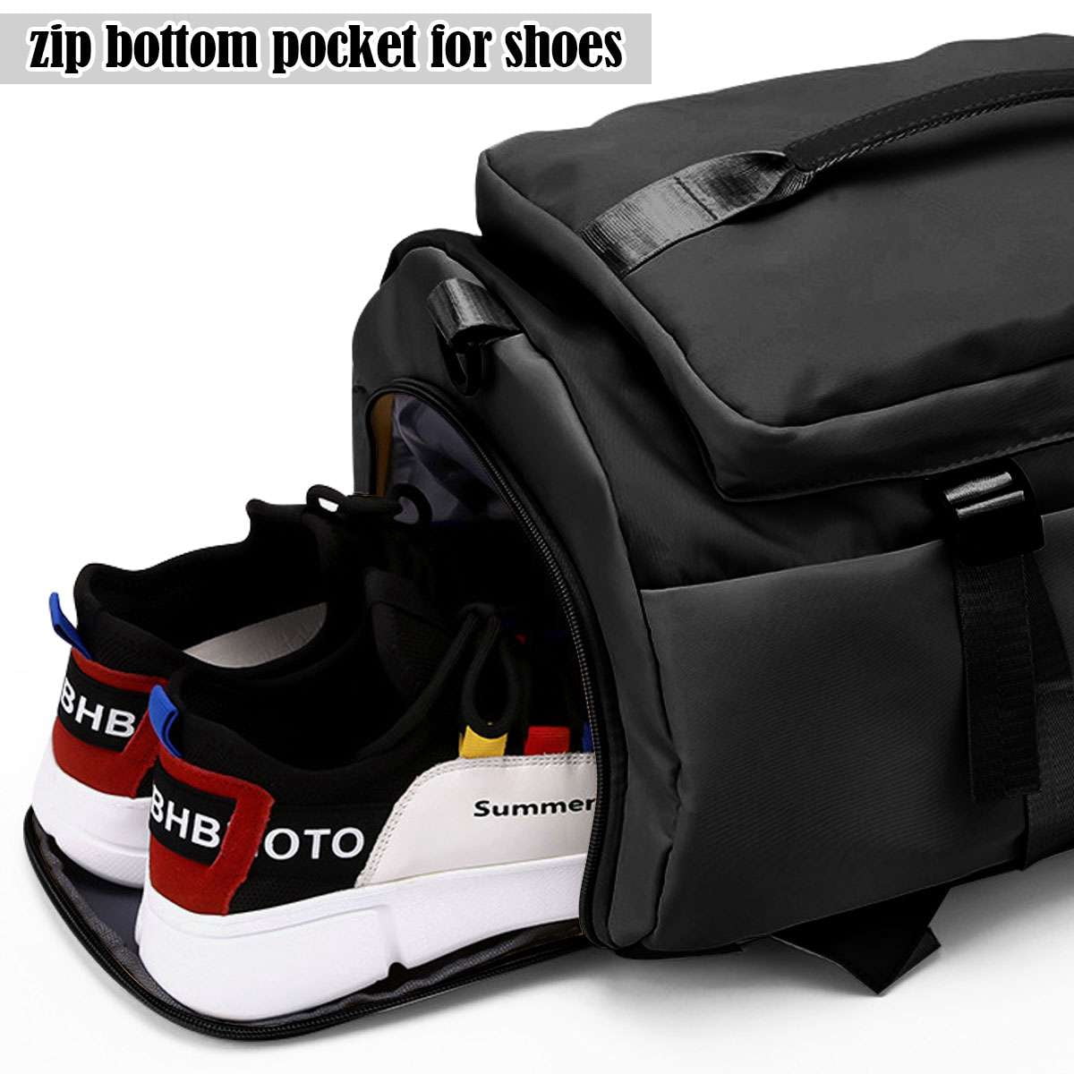 Deago Gym Bag for Men and Women Sports Duffle Bag Travel Backpack Weekender Overnight Bag with Shoes Compartment and Wet Pocket Black