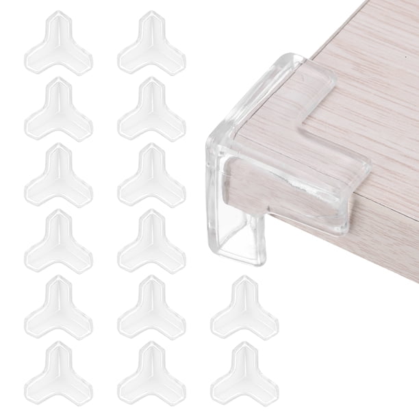 Protectores de esquina Uxcell 12Pcs Protectores de esquina de mesa Guardias de esquina de muebles y parachoques de bordes (en forma de T, transparente)