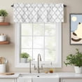 thumbnail image 2 of White Morocco Kitchen Curtain Valances for Windows Farmhouse Short Curtains, Silver Modern Moroccan Geometric Abstract Art Rod Pocket Valance Curtain for Bedroom Cafe Living Room 42"x18", 2 of 8