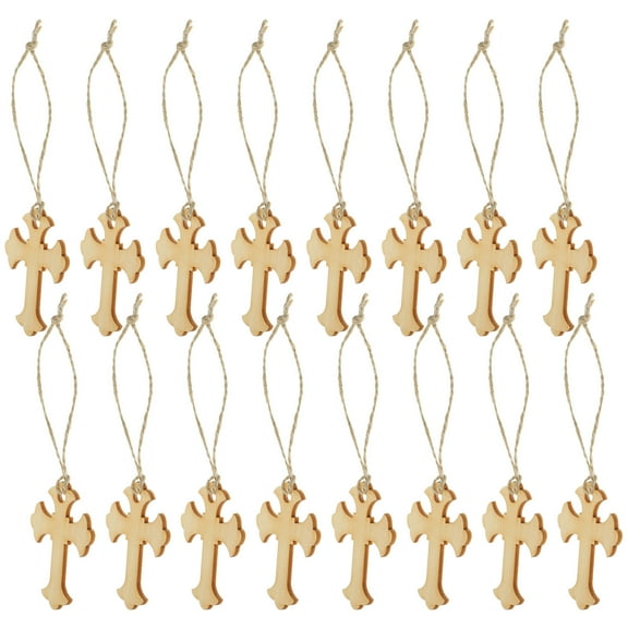Toyandona Christmas Tree Ornament Wood Cross Hanging Decoration Beige 50Pcs