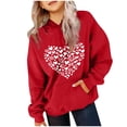 thumbnail image 2 of Atogsazn Kids Girls Ovesized Hoodies Children Printed Loose Long Sleeve Hooded Sweatshirt Fall Winter Clothes Fashion B-Red 13-14 Years, 2 of 5