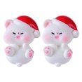thumbnail image 2 of Tnobhg 2Pcs Christmas Bear Ornament Mini Cartoon Santa Claus Snowman Tree Gift Box Solid Resin Holiday Desktop Figure Statue Decoration Festival Gift, 2 of 8