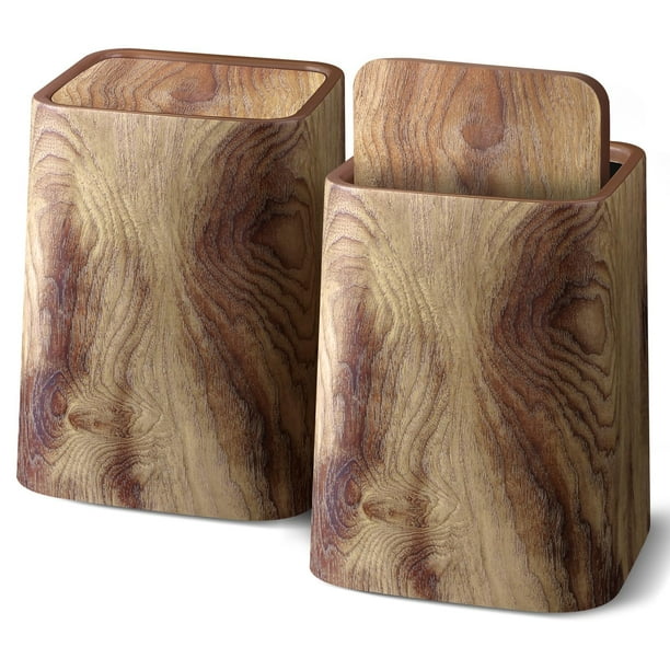Bote de basura Ciao Stilista con tapa abatible, madera granulada, 15 litros, paquete de 2