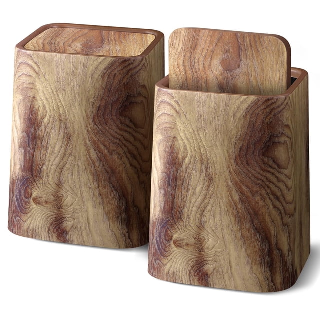 Bote de basura Ciao Stilista con tapa abatible, madera granulada, 15 litros, paquete de 2